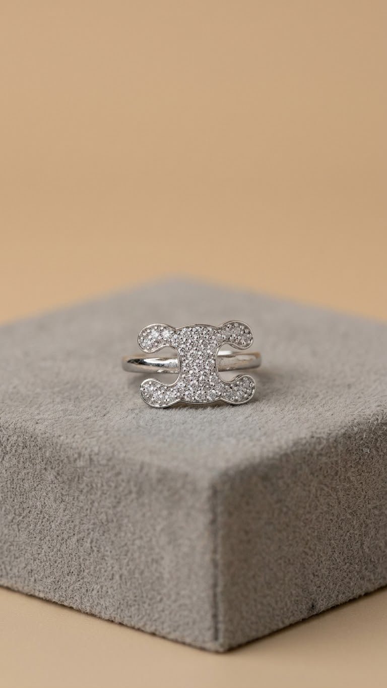 Blushing Pave Emblem Ring