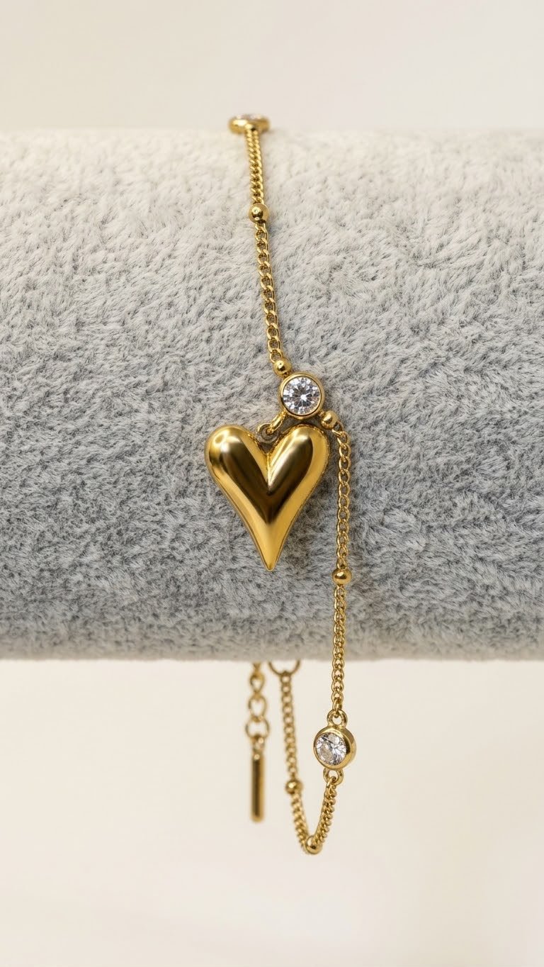 Sculpted Heart & Crystal Bracelet