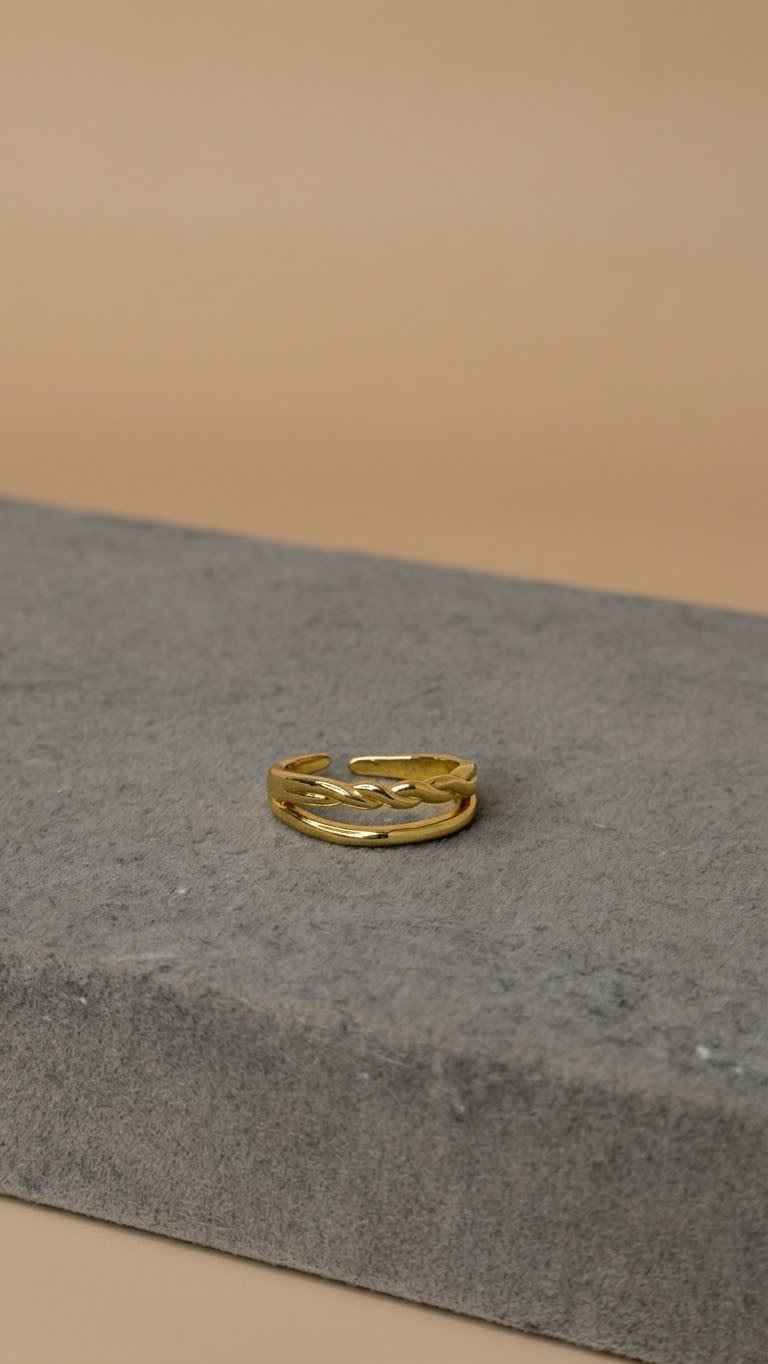 The Twisted Double Band Open Ring