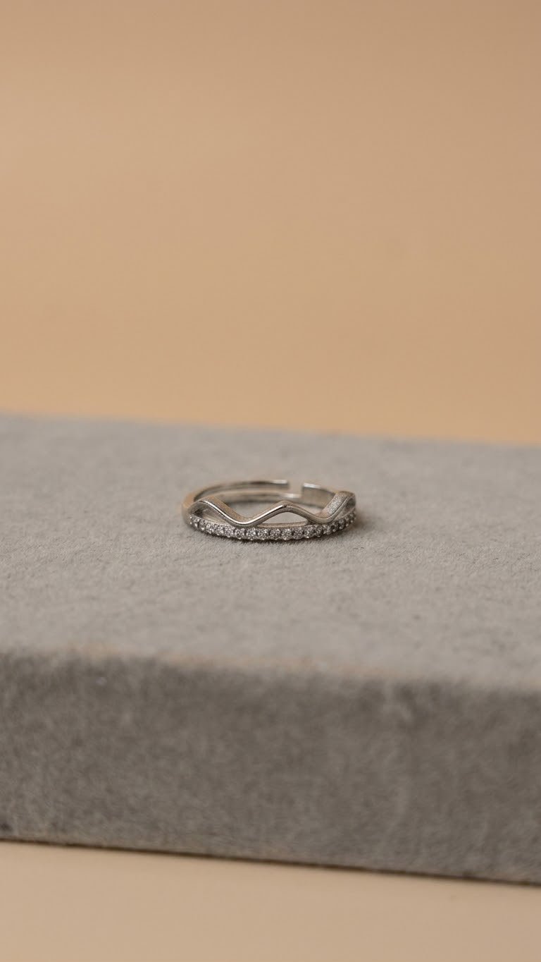 Wavy Pave Open Ring