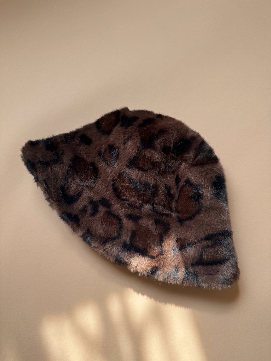 Leopard Faux Fur Bucket Hat