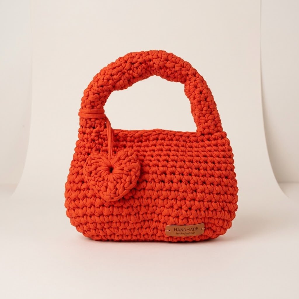 Scarlet Heart Knit Mini Bag