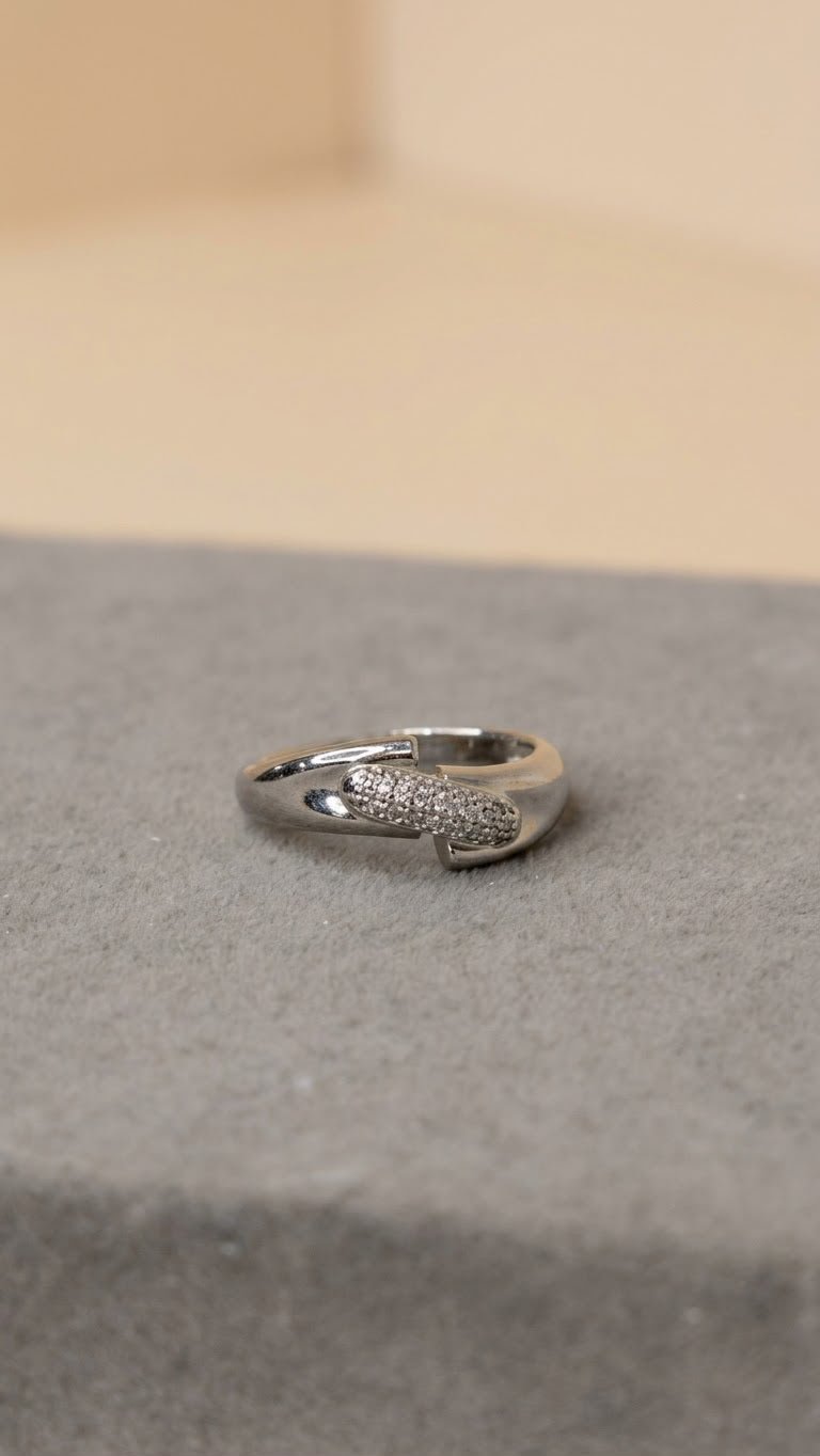 Modern Pave Bridge Ring