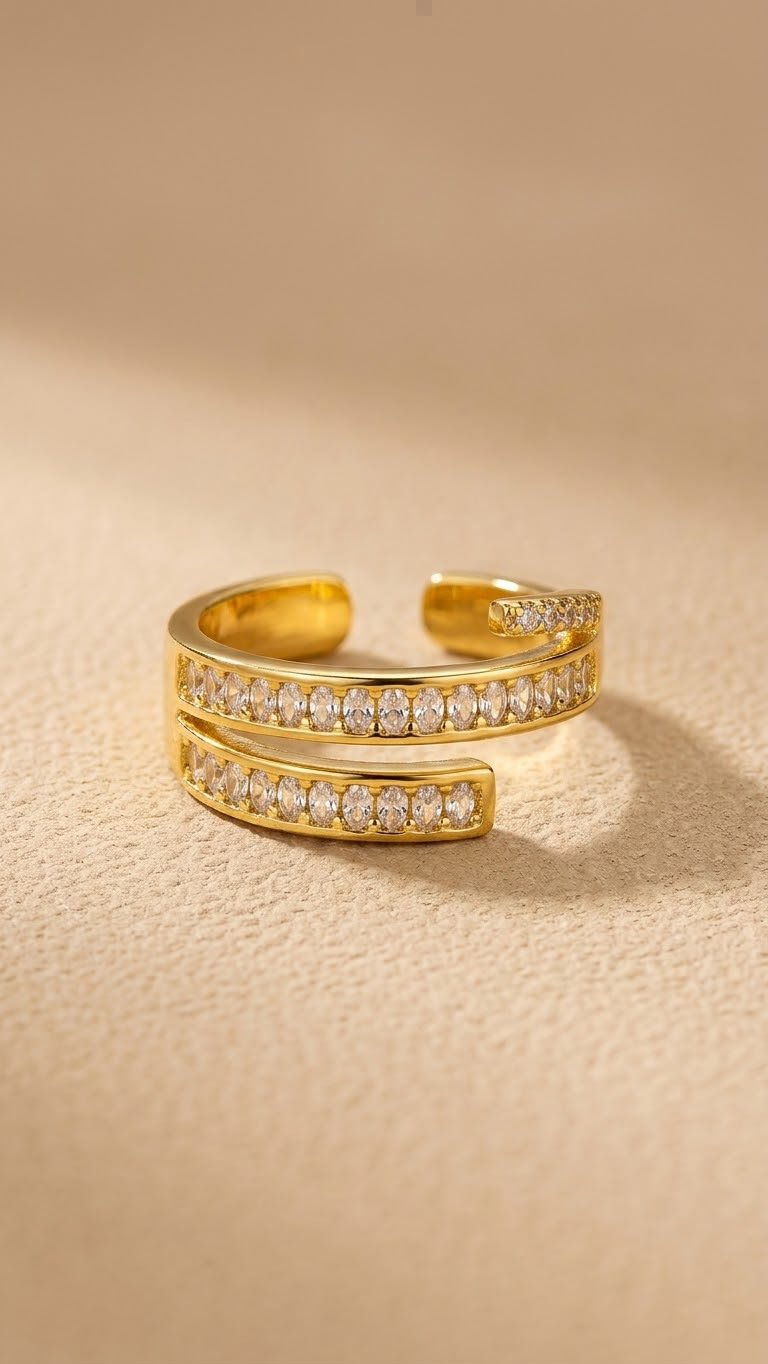 Double-Row Crystal Wrap Ring