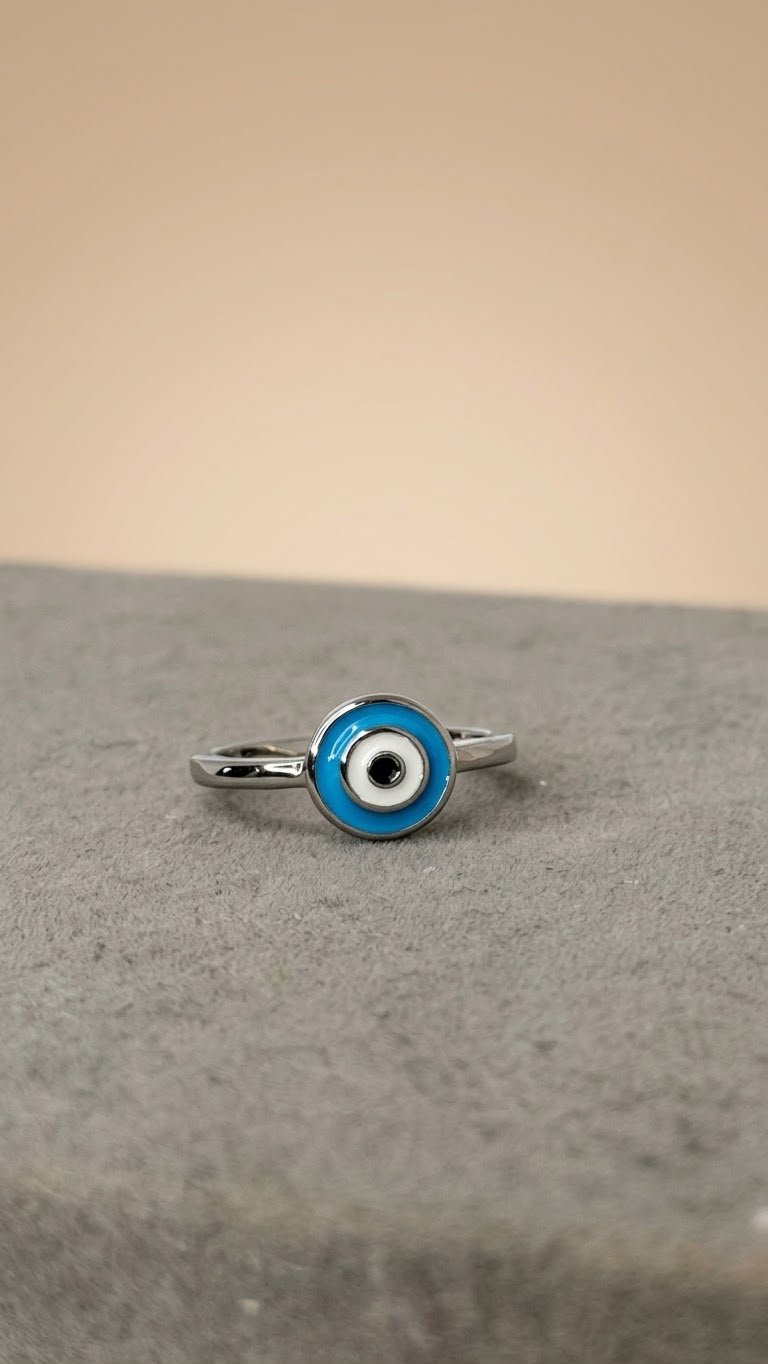 Sapphire Evil Eye Enamel Ring